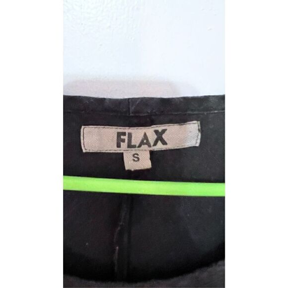 Flax Women's Linen Scoop Neck Short Sleeve Shift Dress In Solid Black Size Small - Picture 4 of 12